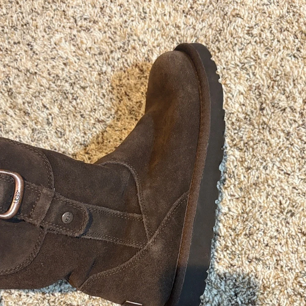 UGG Chocolate Suede Boots with Fur Lining